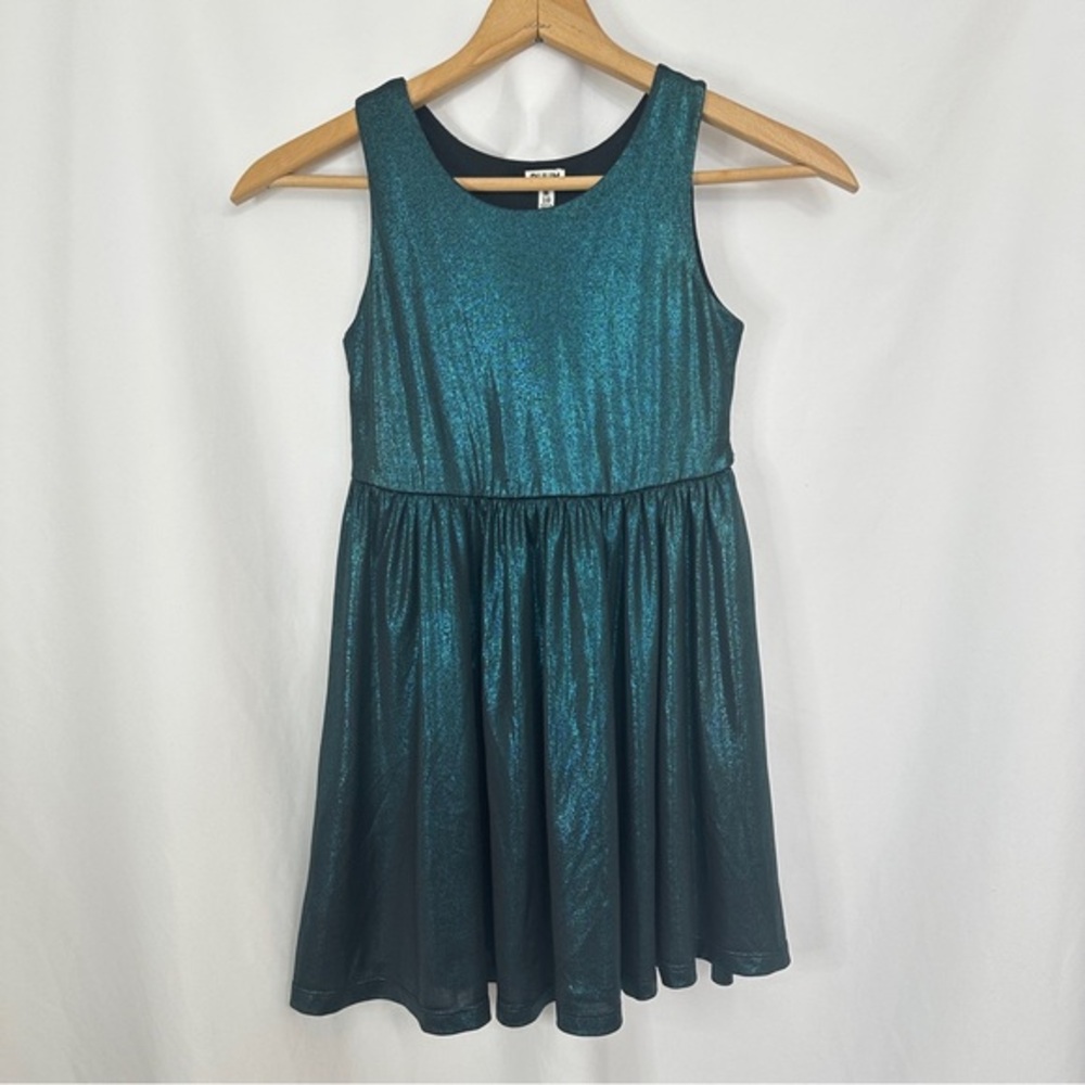 RUUM American Kids Wear Girls Dress‎ Medium 10 Shimmery Sleeveless Teal